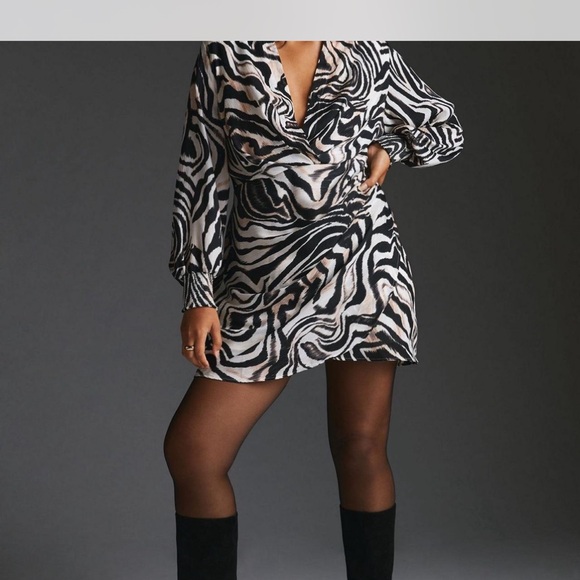 Anthropologie Dresses & Skirts - Anthropologie Black and White Zebra Long Sleeve Dress